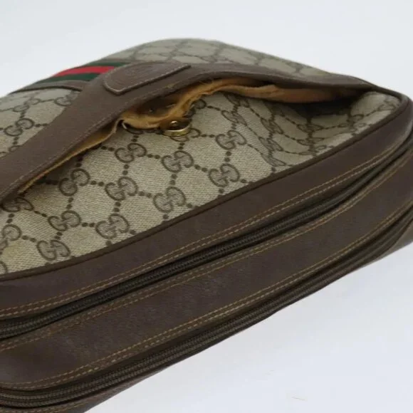 GUCCI GG Supreme Web Sherry Line Shoulder Bag PVC Beige Red Auth - Picture 8 of 15